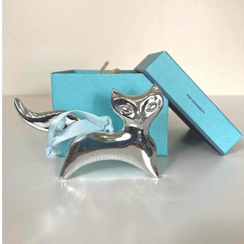 Jonathan Adler Silver Fox‎ Ornament With Box Gifts Holidays Collectible